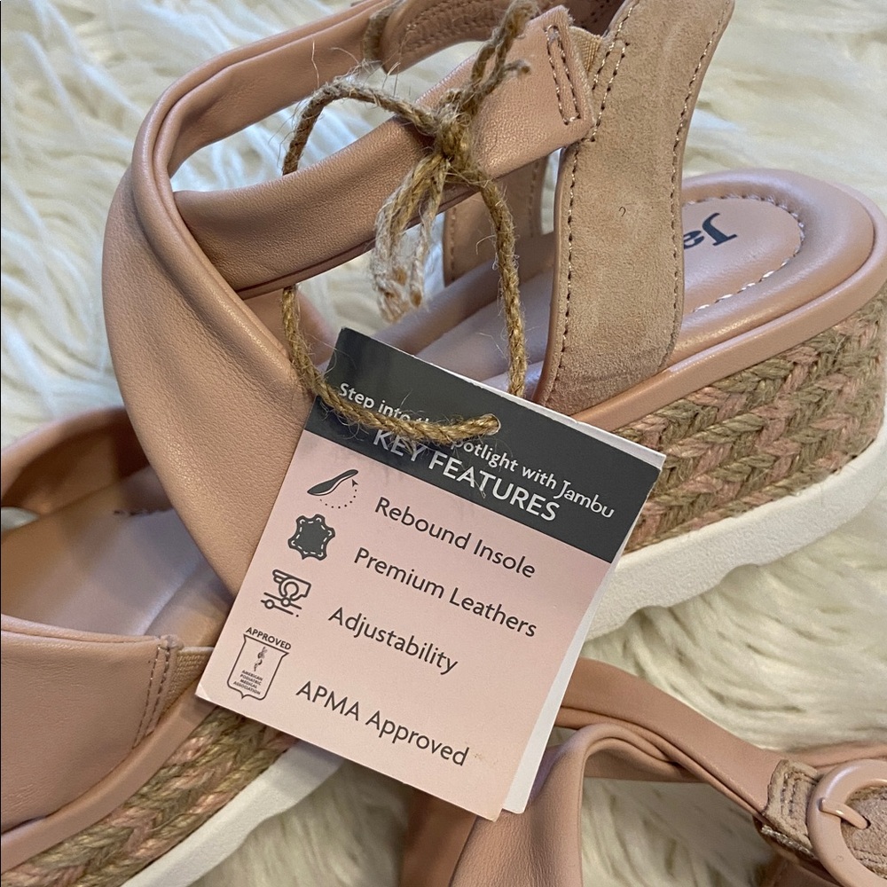 Jambu Women's Blush Wedge Sandals leather upper size 8M brand new - Picture 3 of 12